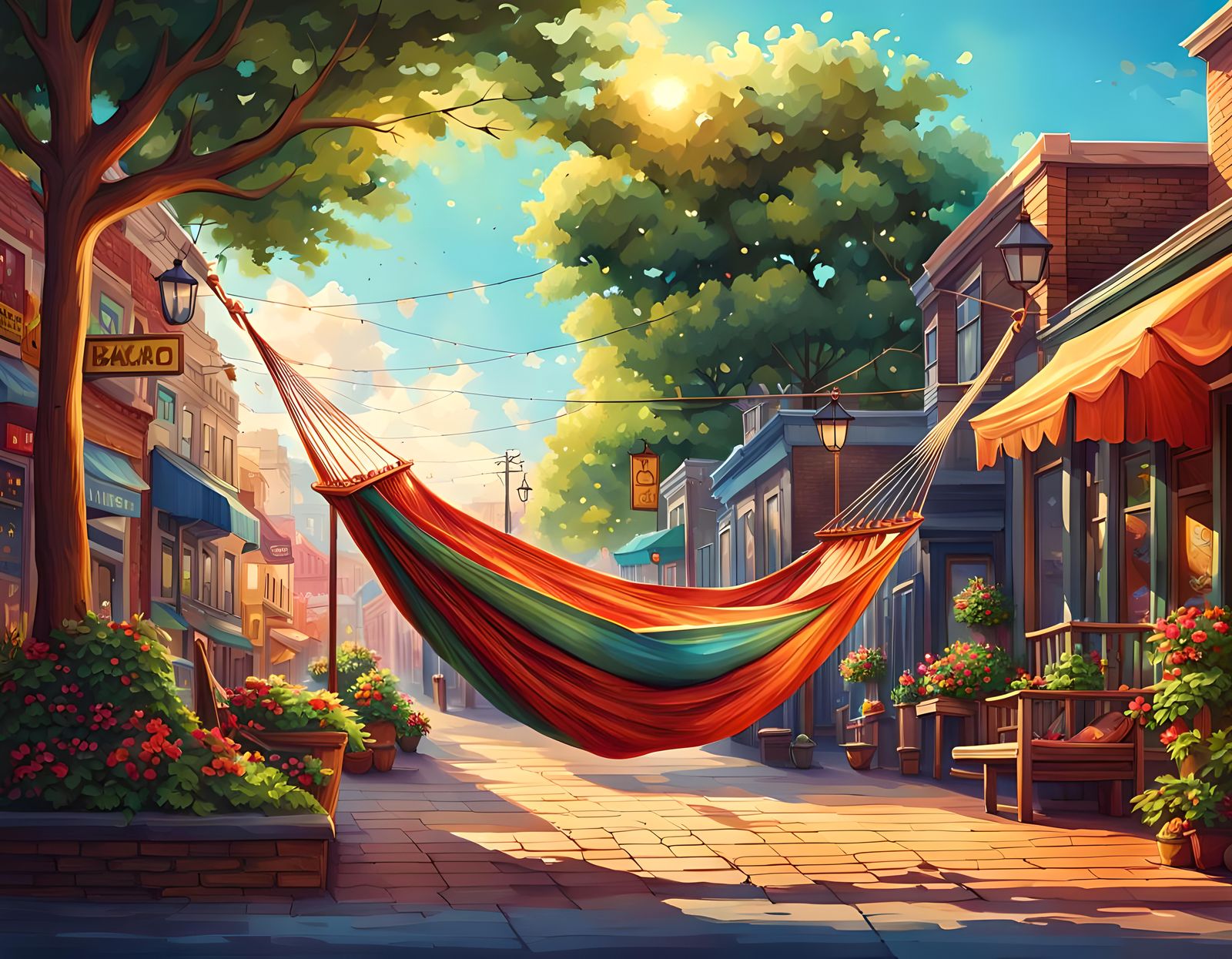 Welcoming Hammock Shop in Quiet American Town