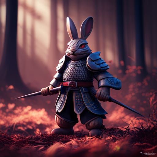 Samurai Rabbit Warrior: 3D Rendered Epic Art