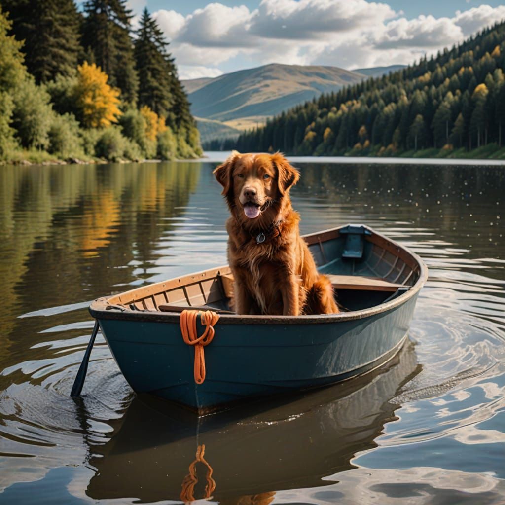Nova Scotia Duck Tolling Retriever in Serene Lake Scene
