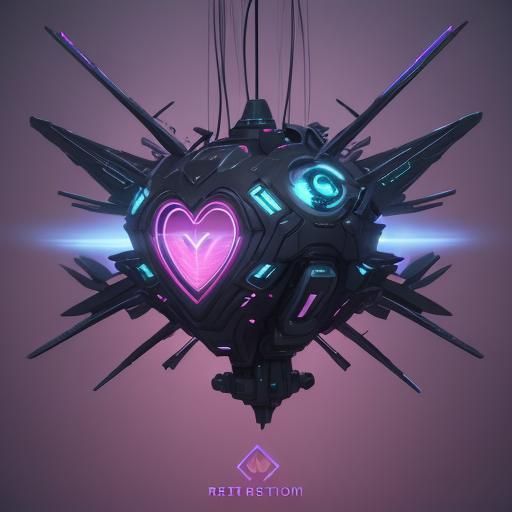 Neon Hearts Cluster in Futuristic Digital Art