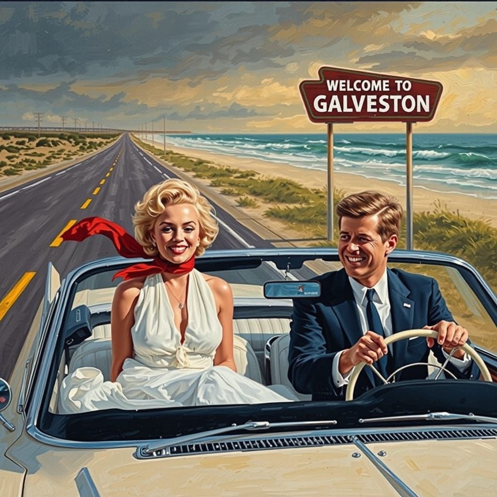 Marilyn and JFK: Impasto Painting on Galveston Beach
