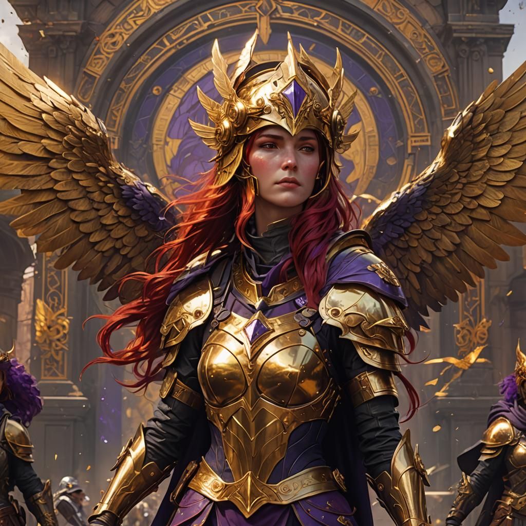 Valkyrie with Golden Helmet in Dark Fantasy Style