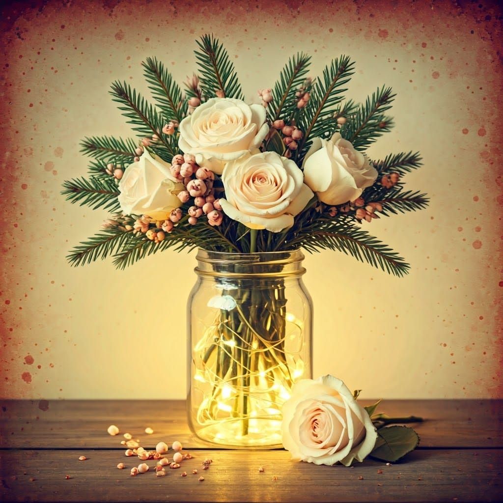 Vintage Christmas Still Life in Beatrix Potter Style