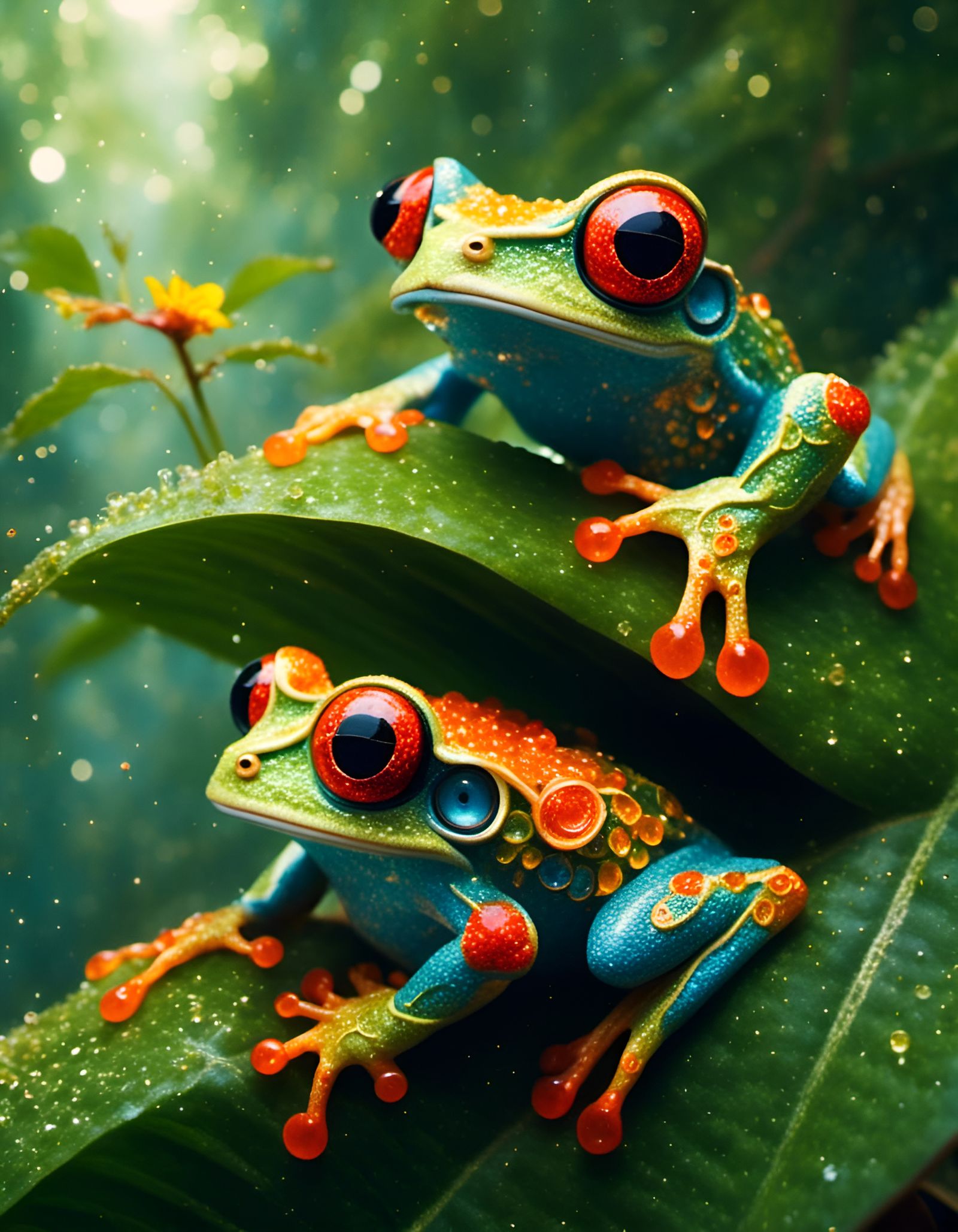 Amazon Rainforest Treefrogs in Haeckel Style