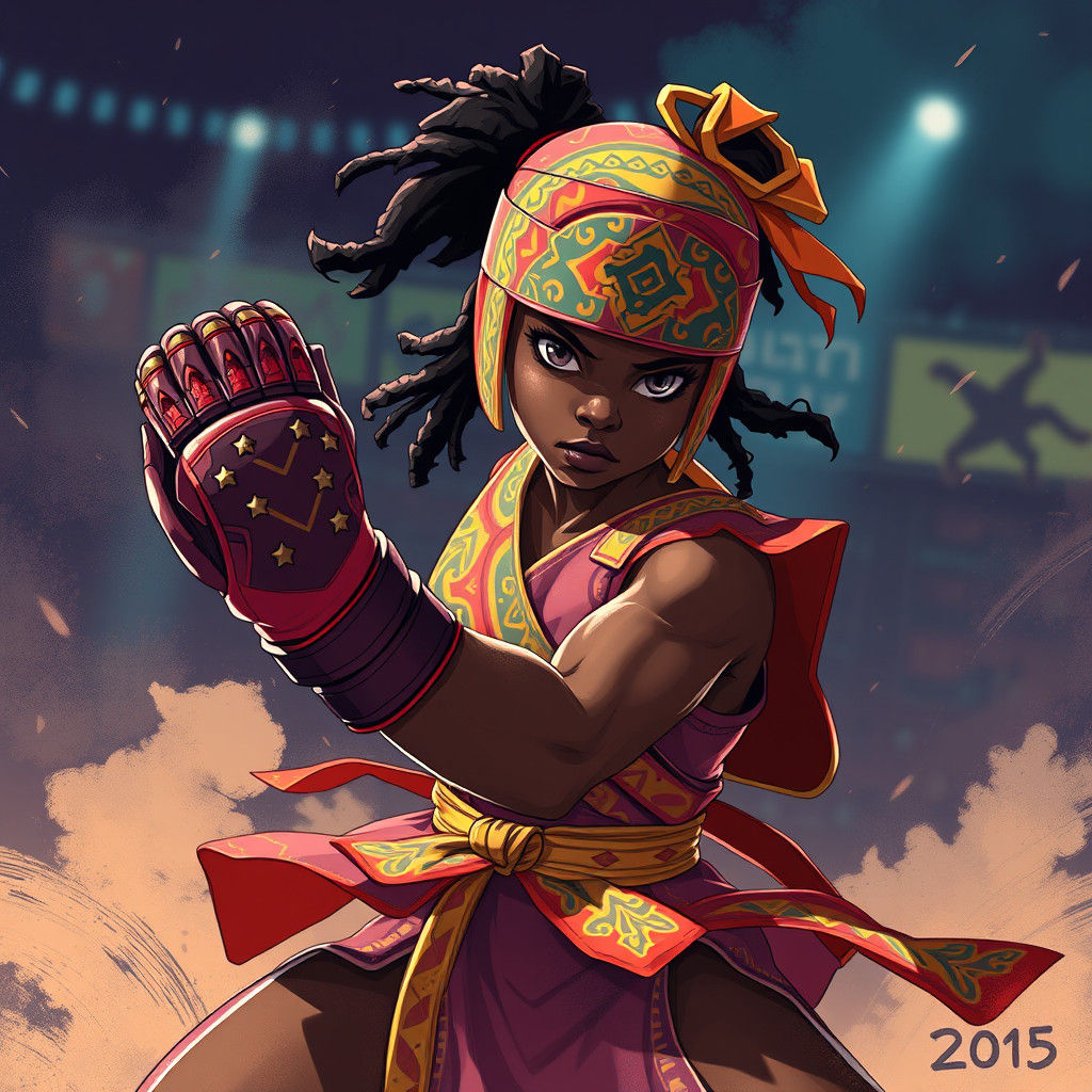 West African Girl Warrior in Anime Fighting Tournament