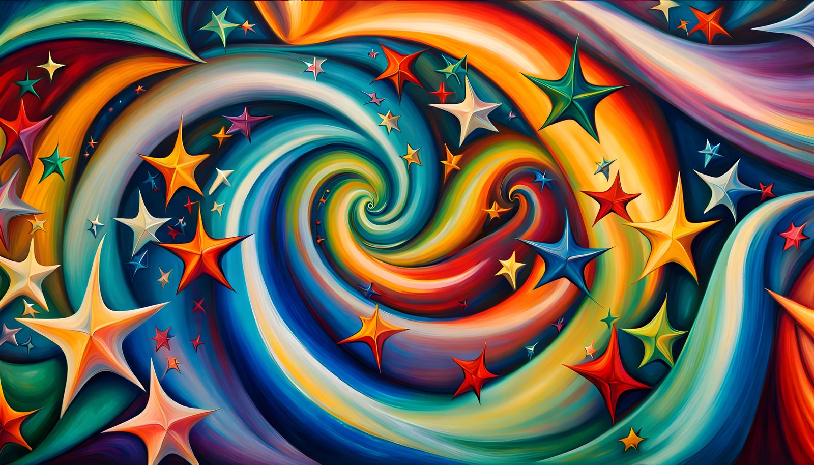 Helical Stellar Vortex in Impasto Oil Style