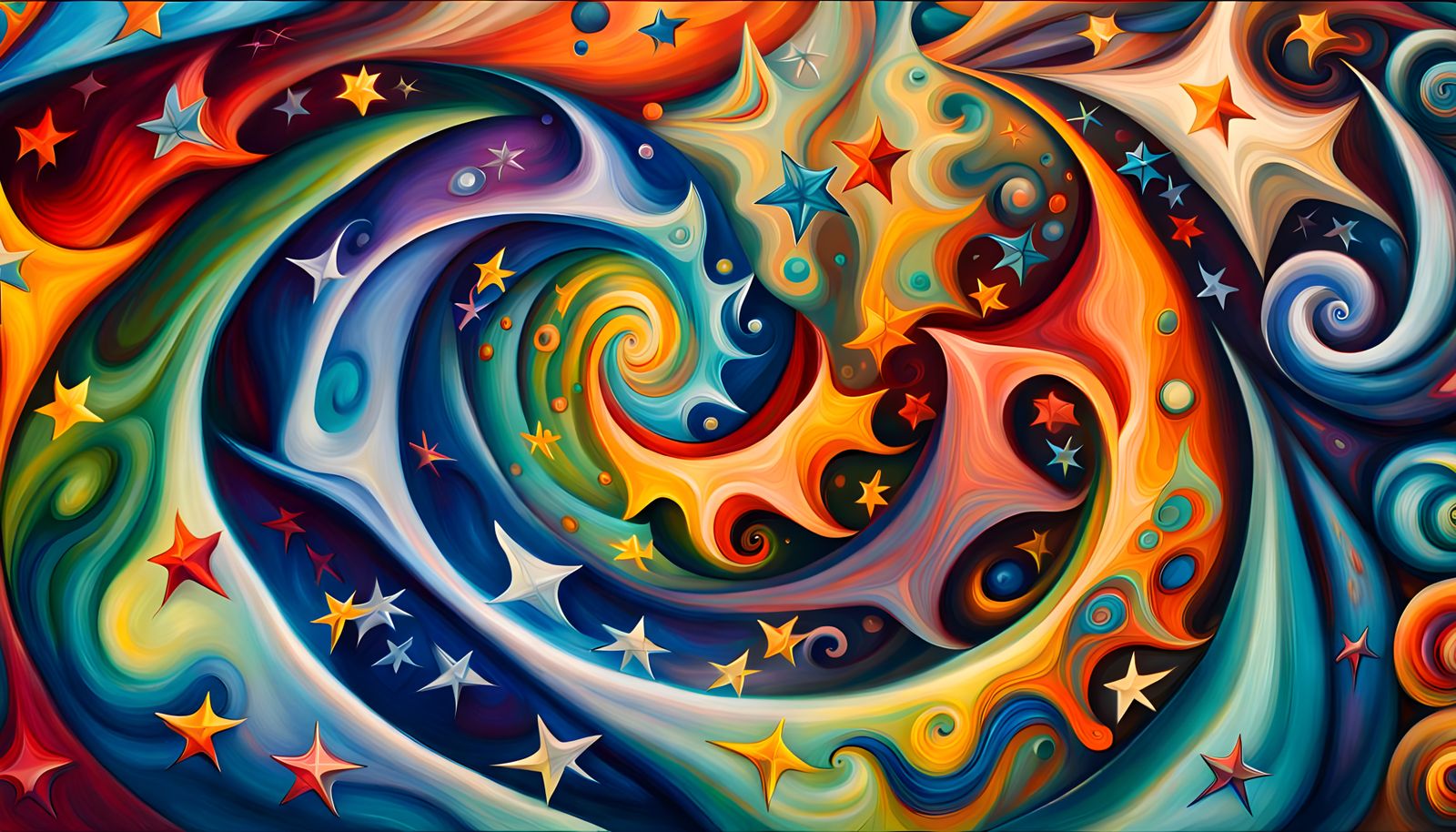 Helical Stellar Vortex in Impasto Oil Style