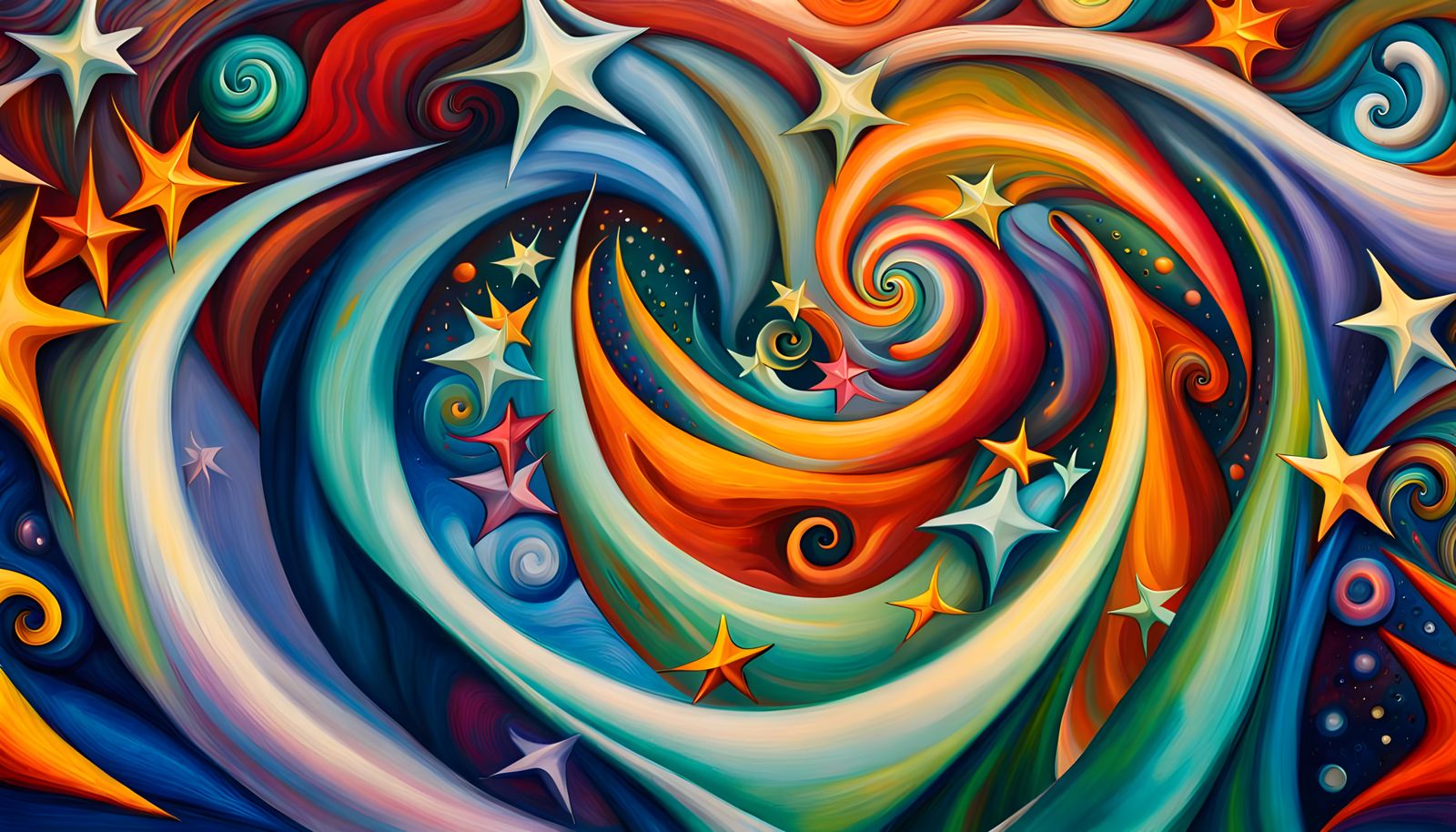 Stellar Vortex Formation as Impasto Oil Painting