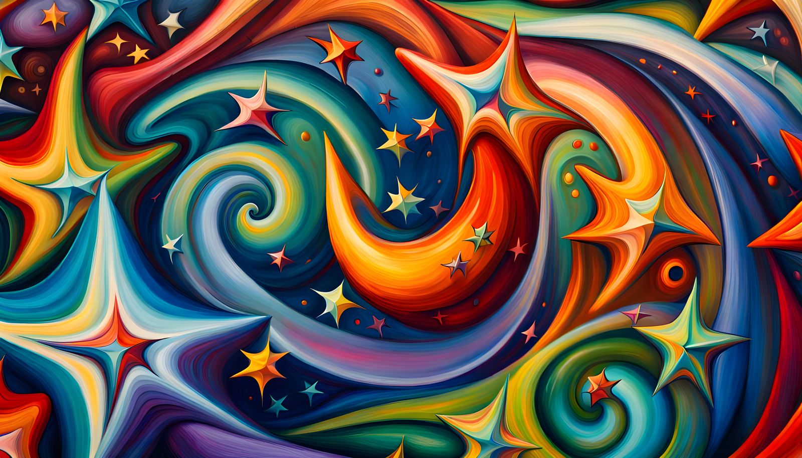 Swirling Stars Emerge in Impasto Oil Painting