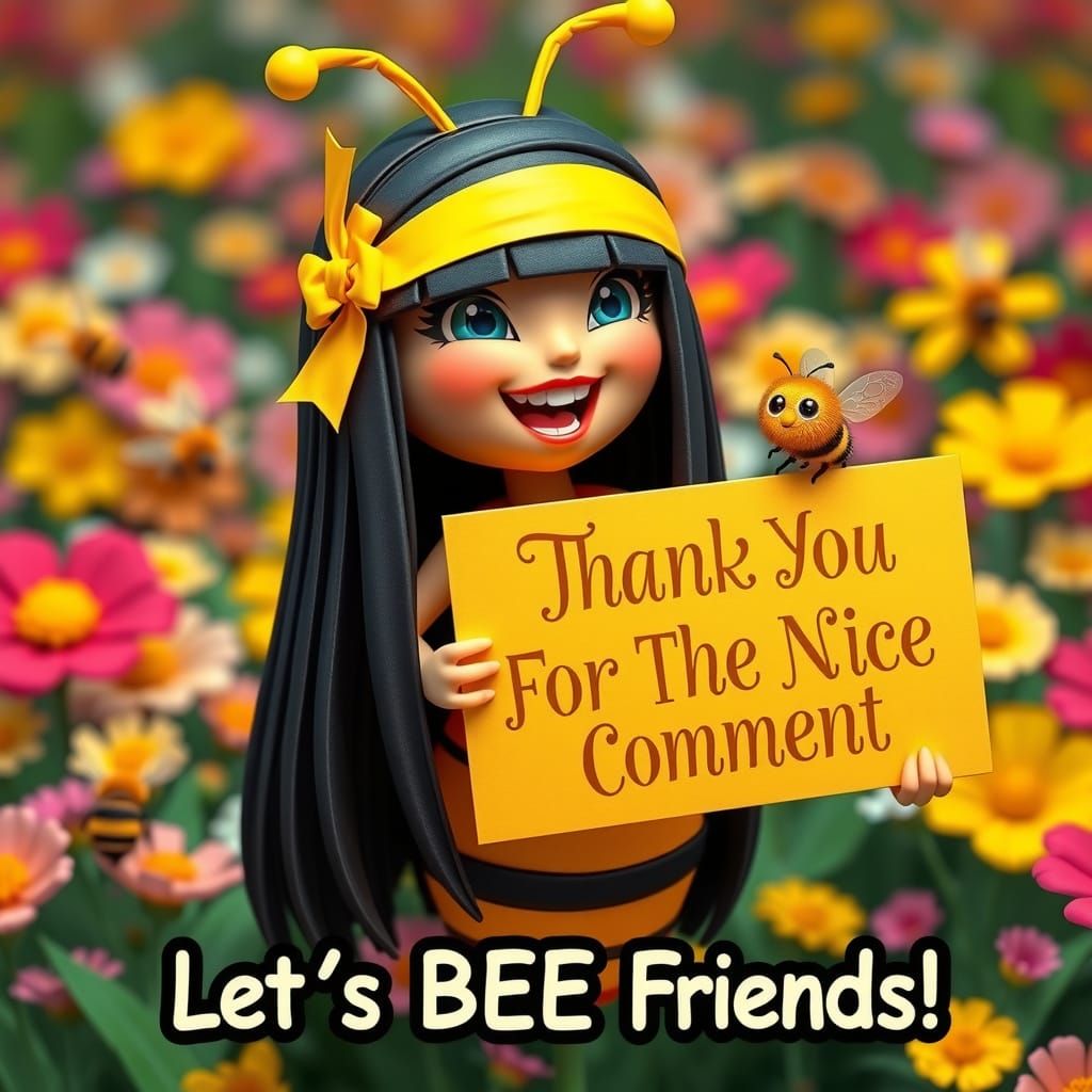 Origami-Inspired Bumblebee Girl with Big Smile and Colorful ...