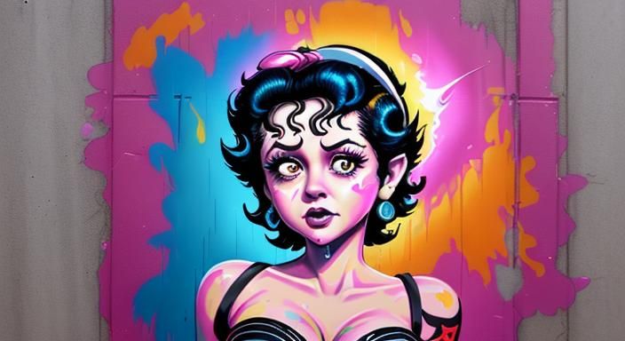 Betty Boop on Main Street in Hyperrealistic Style