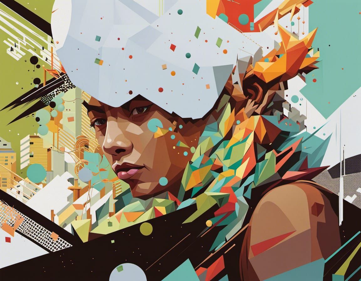 Abstract Geometric Dragon in Street Art Style