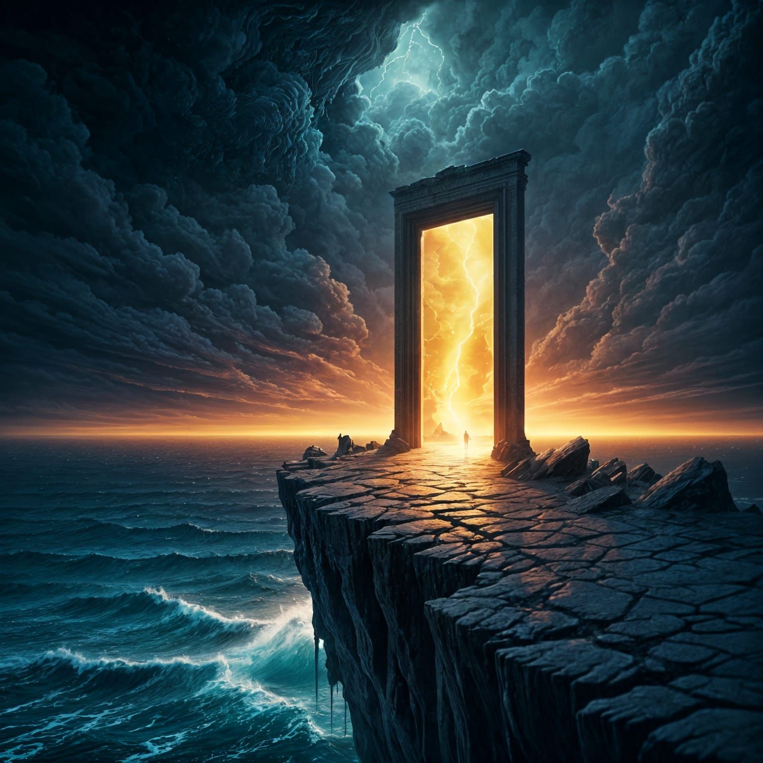 Doorway to Hope: Splatter-Ink Painting of Alternate World