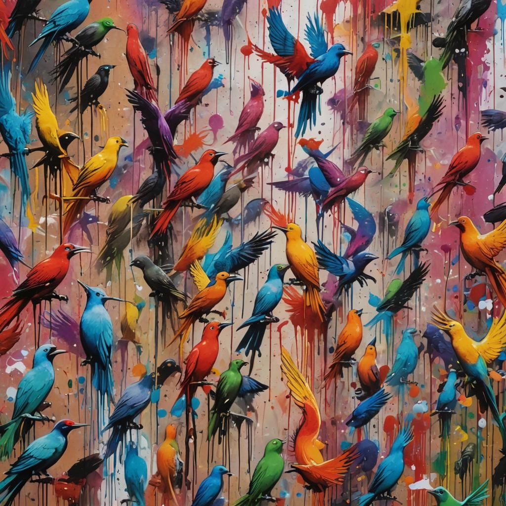 Birds Defending Mecca in Vibrant Street Art