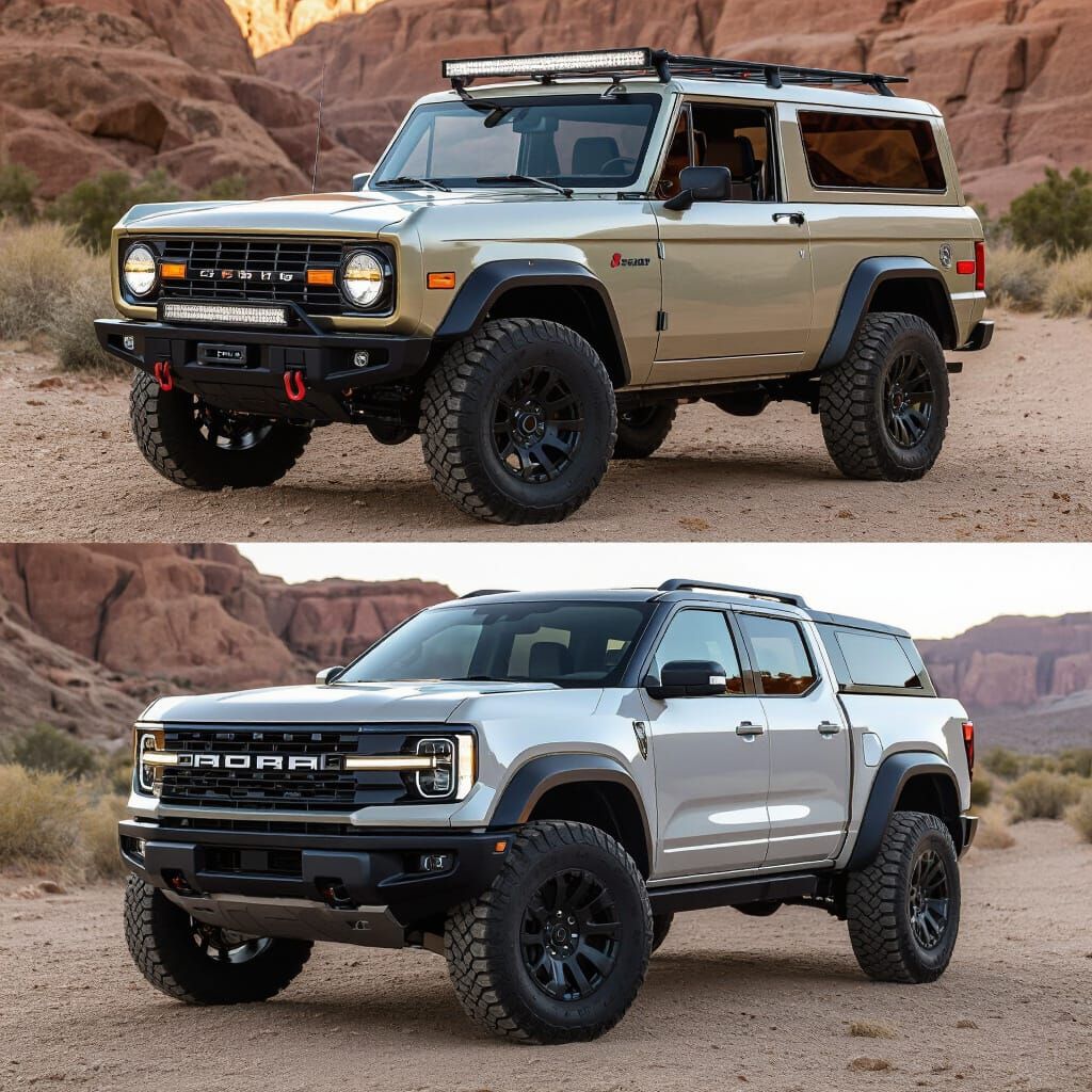 Retro-Futuristic Ford Bronco and Ranger Mashup