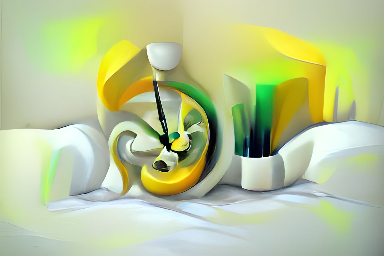 Abstract Clock in Psychedelic Impressionist Style