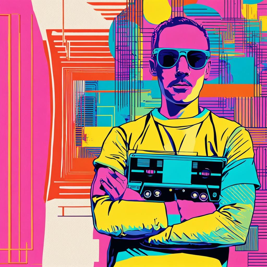 Colorful Cassette Tape in Pop Art Style
