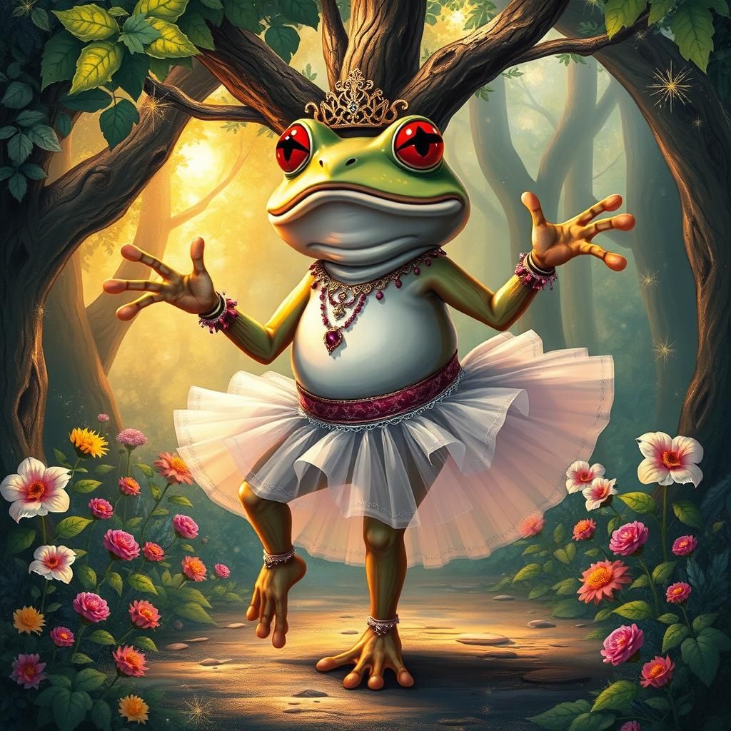 Dancing Tree Frog in Botero Style