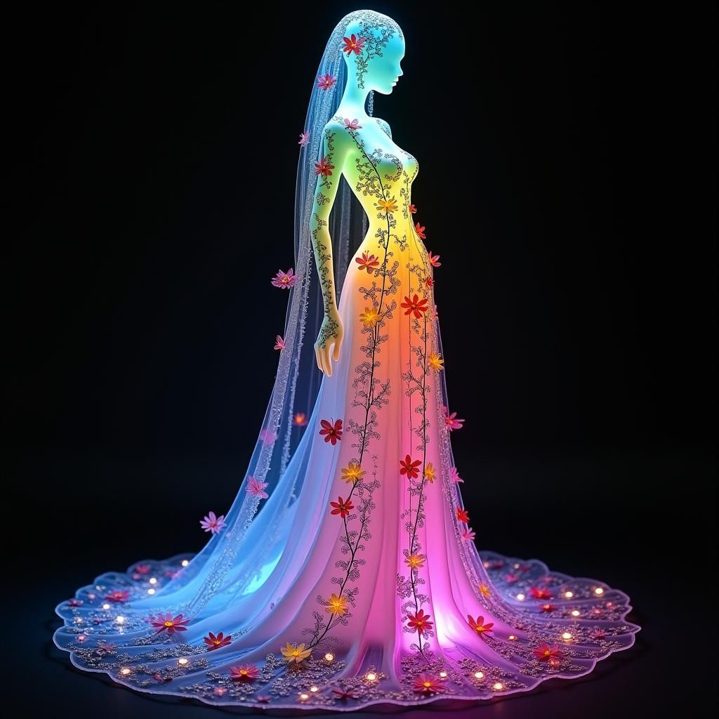 Luminous Rainbow Resin Ghost Woman in Gown