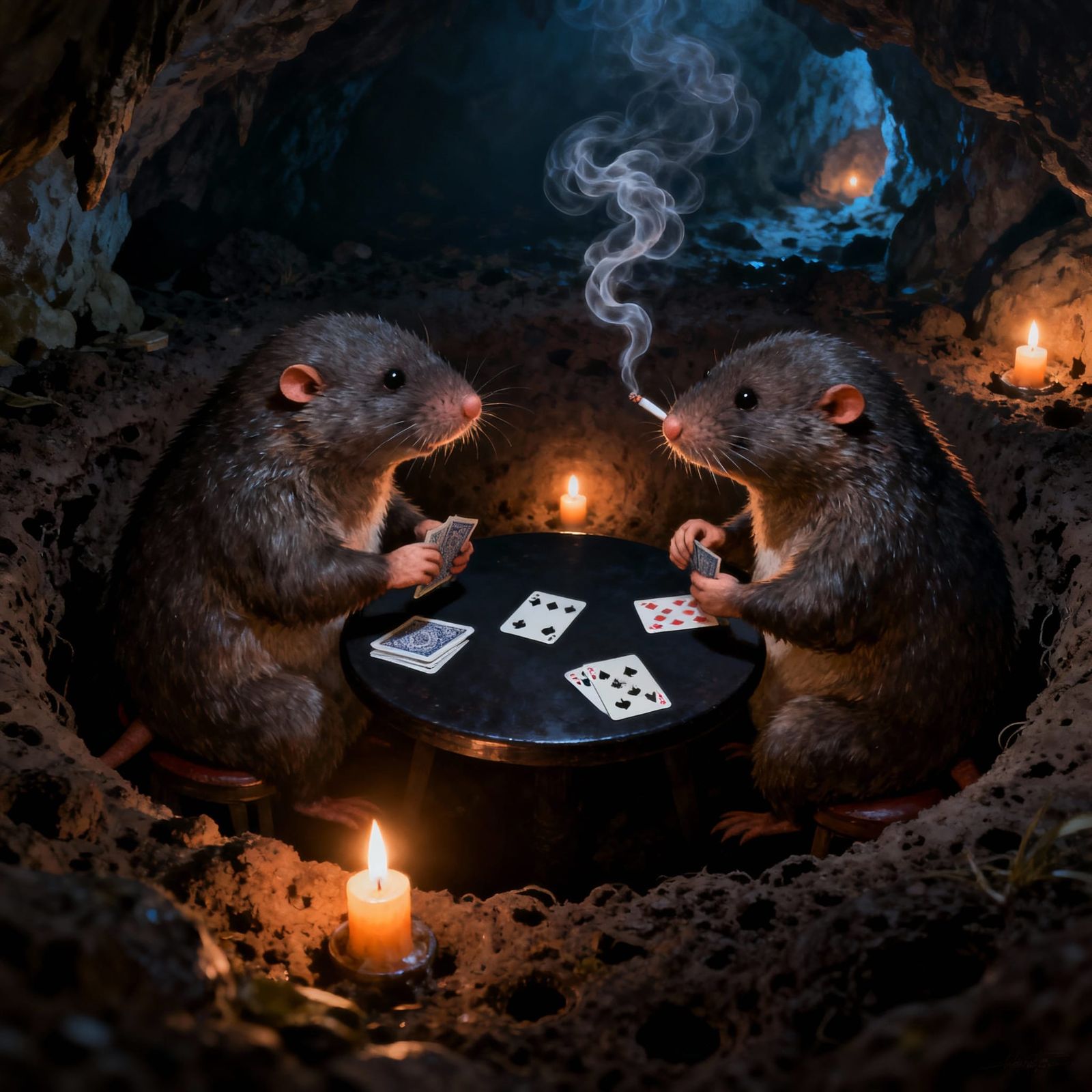 Moles Play Poker in Dim Mole's Hole
