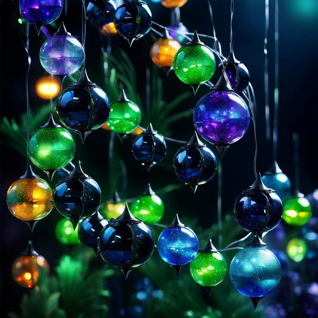 Dark Knight Garland with Bubbles in Skeuomorphic Style