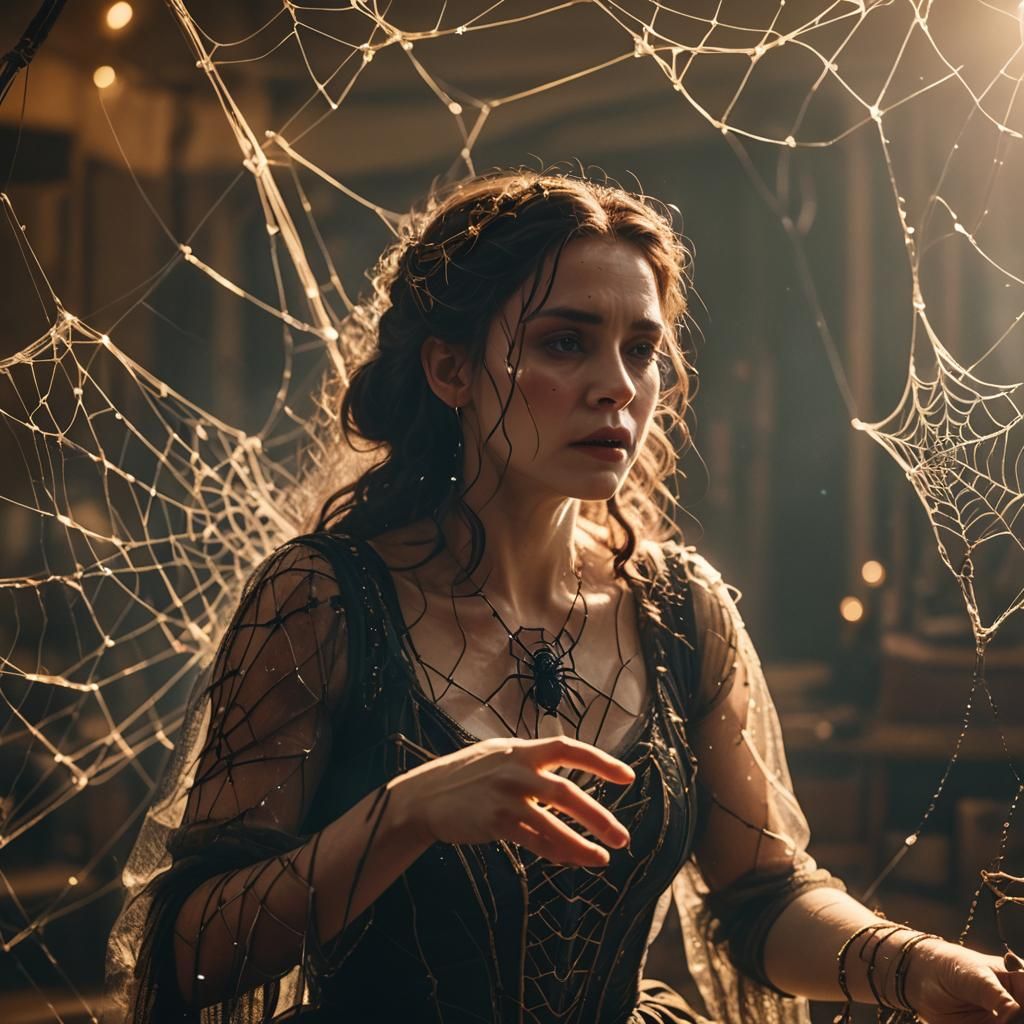 Arachne's Instrumental Web: A Cinematic Film Still