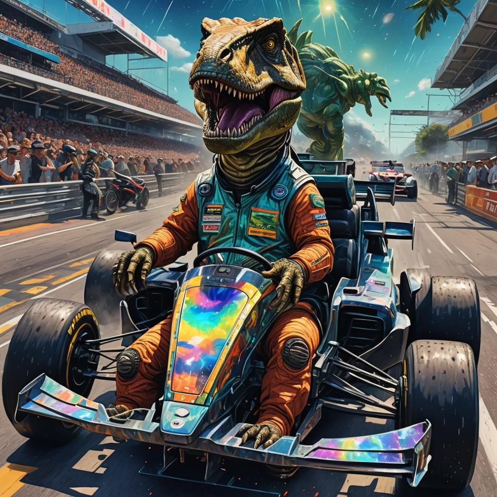 T-Rex is a formula 1 driver! 🏎🦖 (cosmic style)