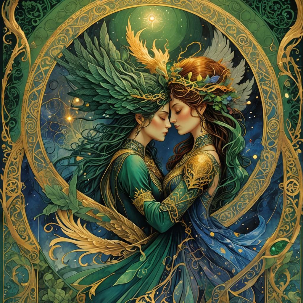 Mystical Lovers Kissing: A Cinematic Fantasy Art