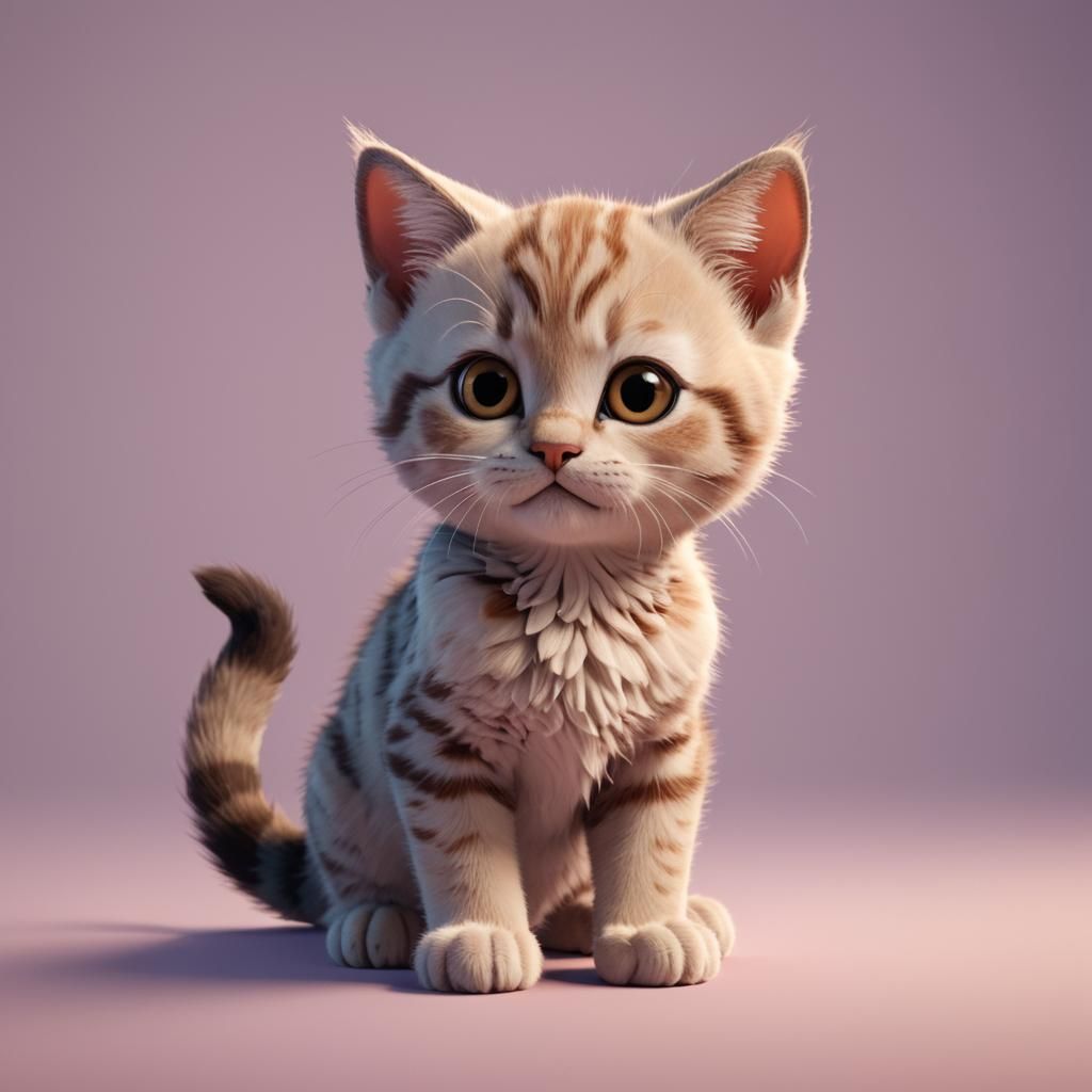 Innocent Ginger Kitten: 3D Digital Art