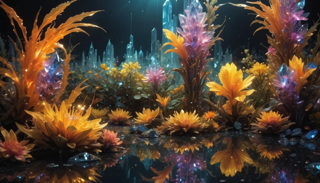 Gleaming Crystal Flower in Surreal Bloom