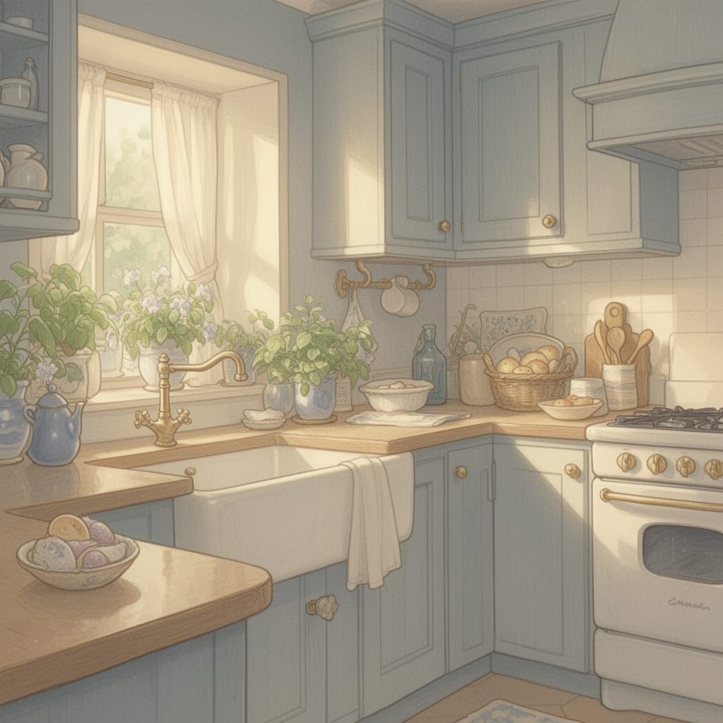 Serene Kitchen Scenes for Peaceful Homes