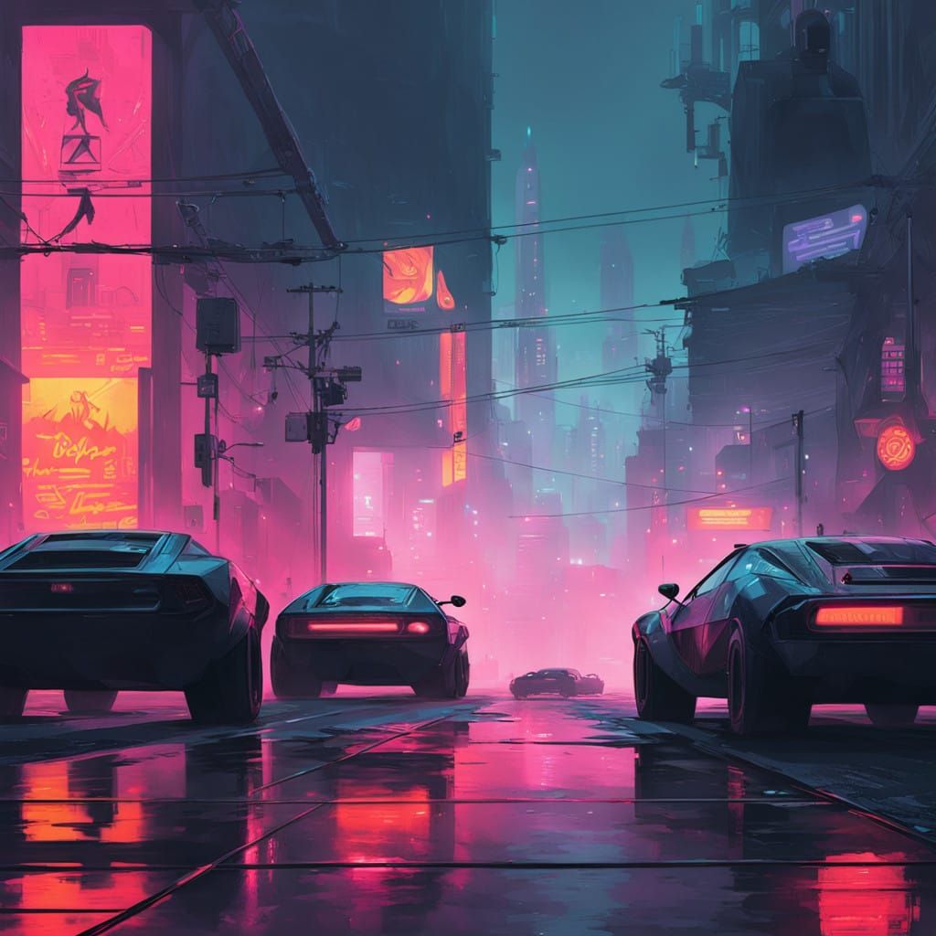 Cyberpunk Warrior Emerges from Tokyo's Neon Abyss