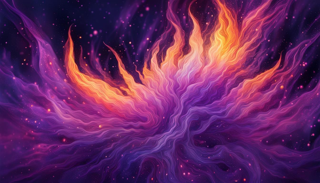 Explosive Violet Fire: Holographic Cosmic Illustration