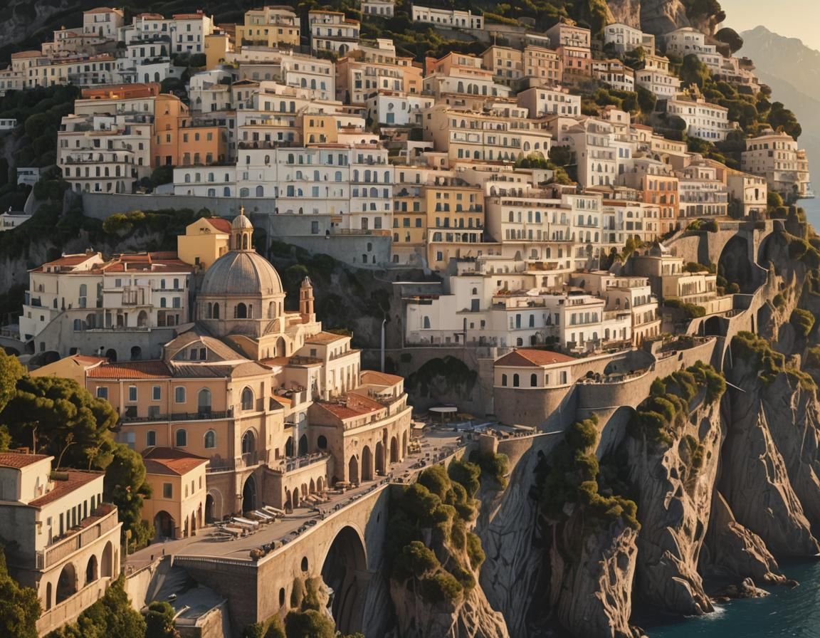 Golden Hour at the Amalfi Coast: Matte Painting