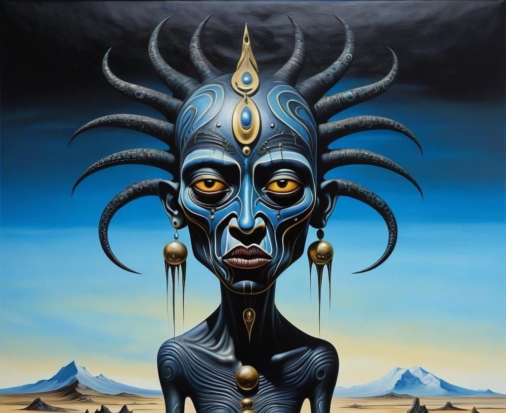 Surreal Tribal Woman: 3D Portrait of Vengeance