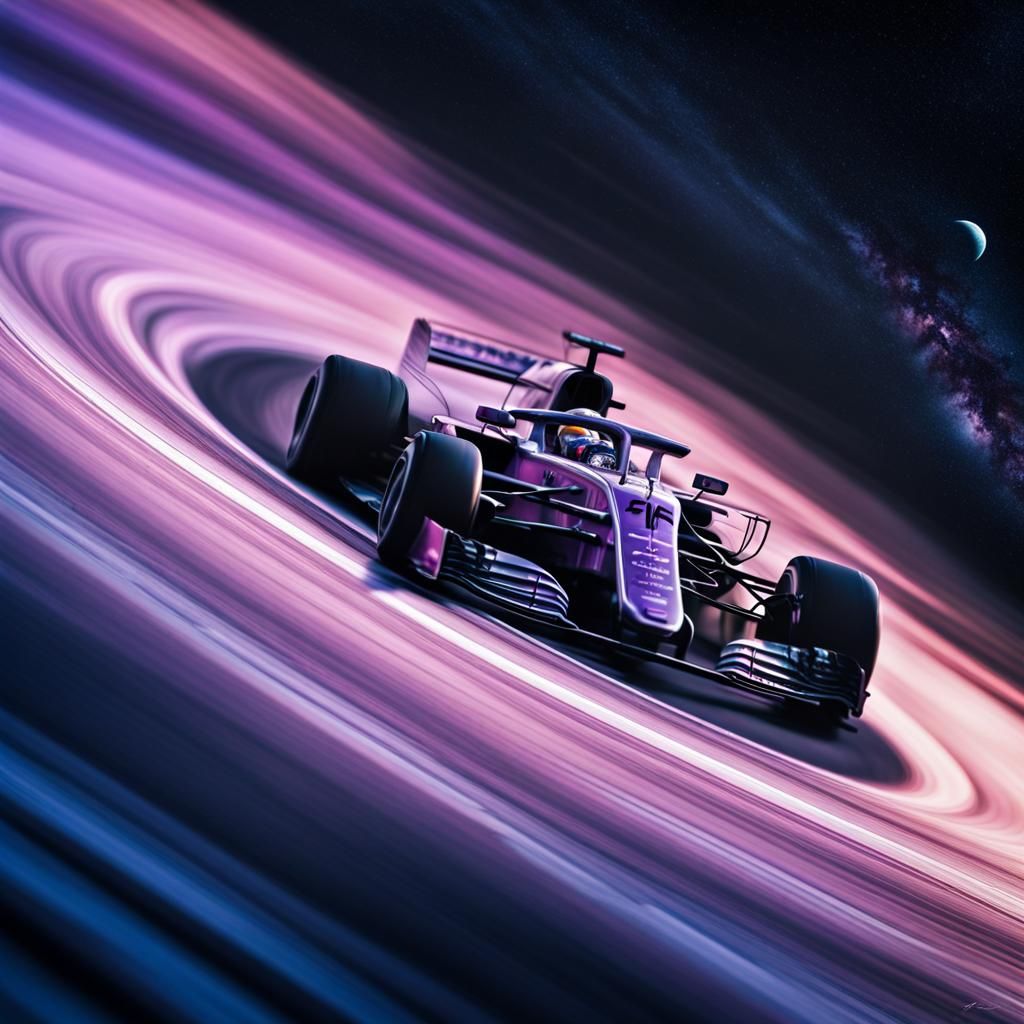 Hyperrealistic Formula 1 Race on Saturn Rings