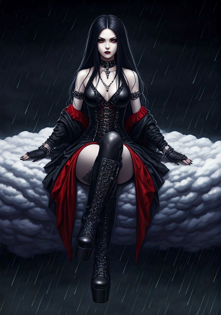 Brooding Emo Goddess on a Dark Rain Cloud