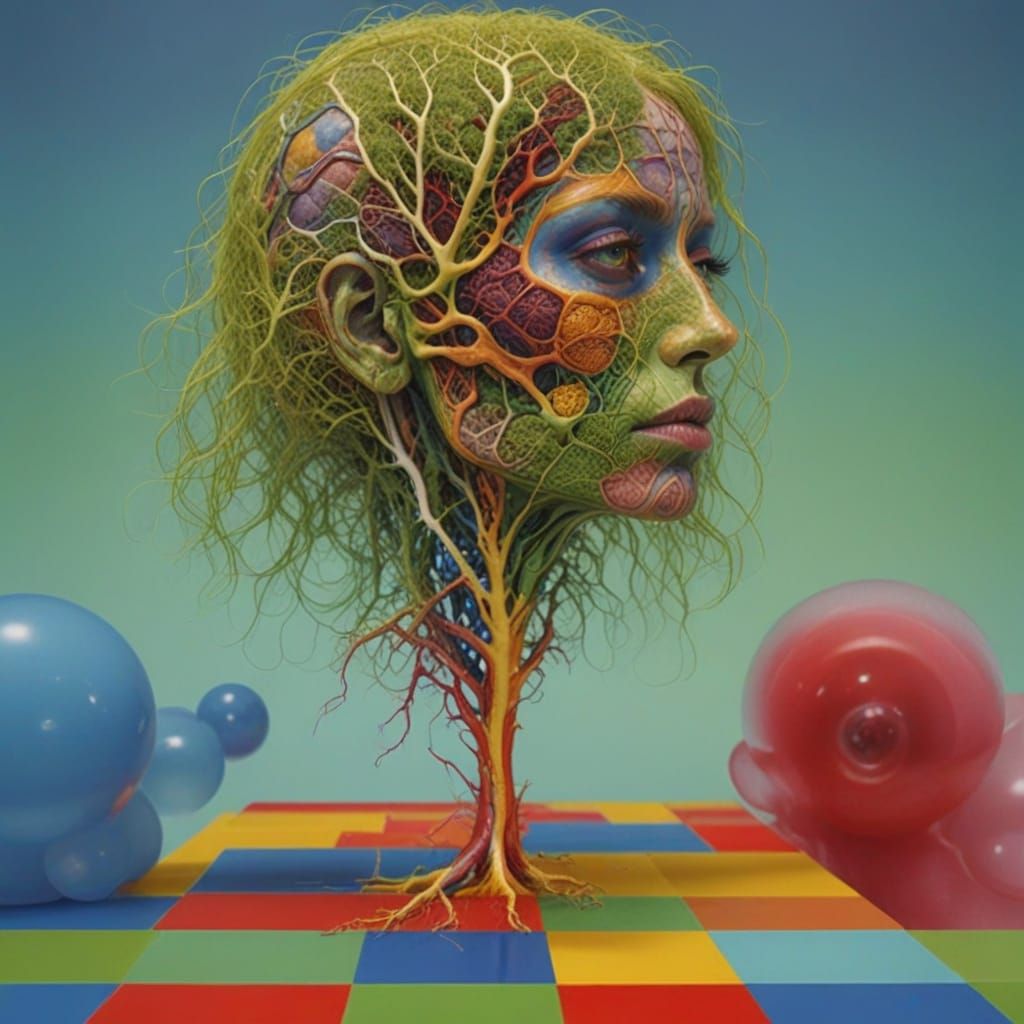 Hyperrealistic Cinematic Portrait in Triadic Colors