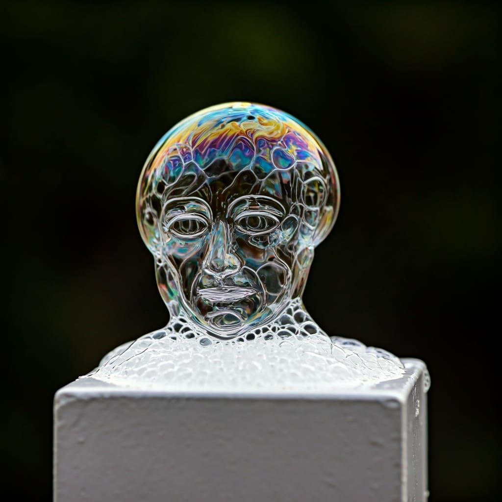 Iridescent Soap Bubble Head Sculpture