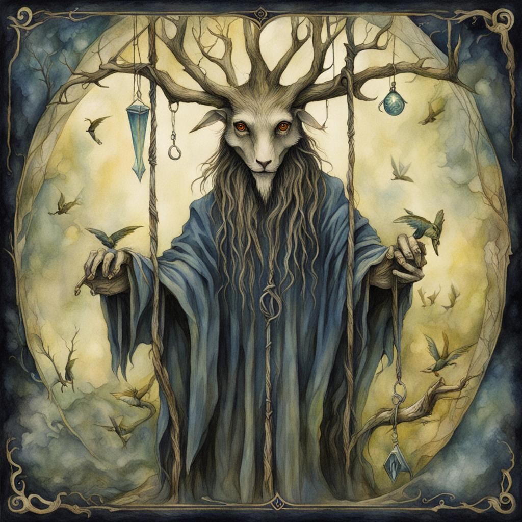 The Hanged Man Tarot Card in Fantasy Art Style