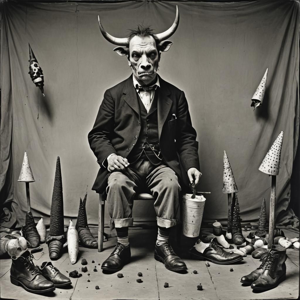 Grotesque Con Man in Body Horror Style