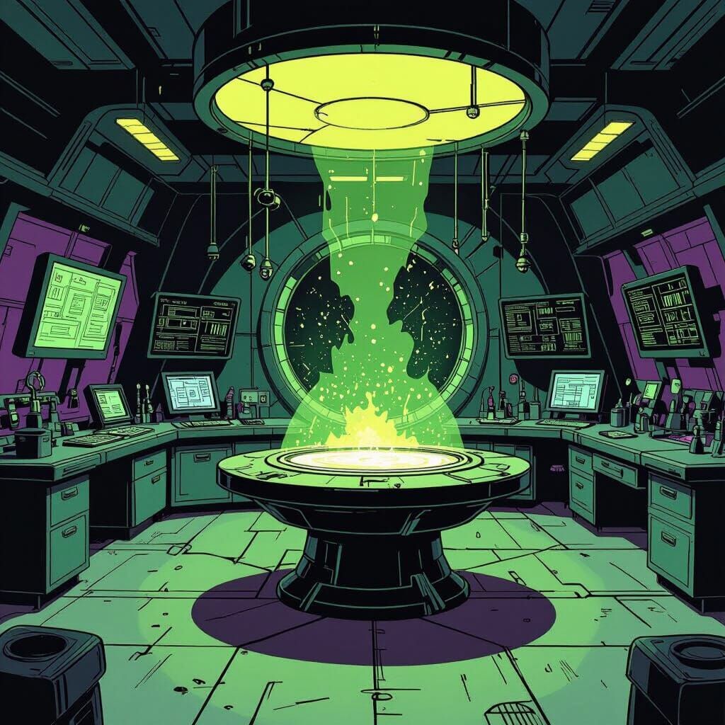 High-Tech Lab in Dark Comic Book Style