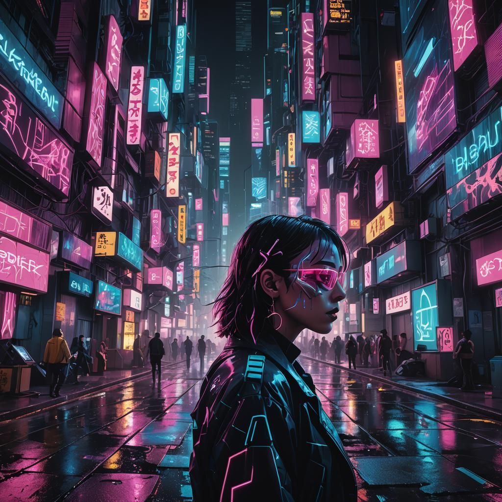 Futuristic Cityscape under Neon Noir Skies