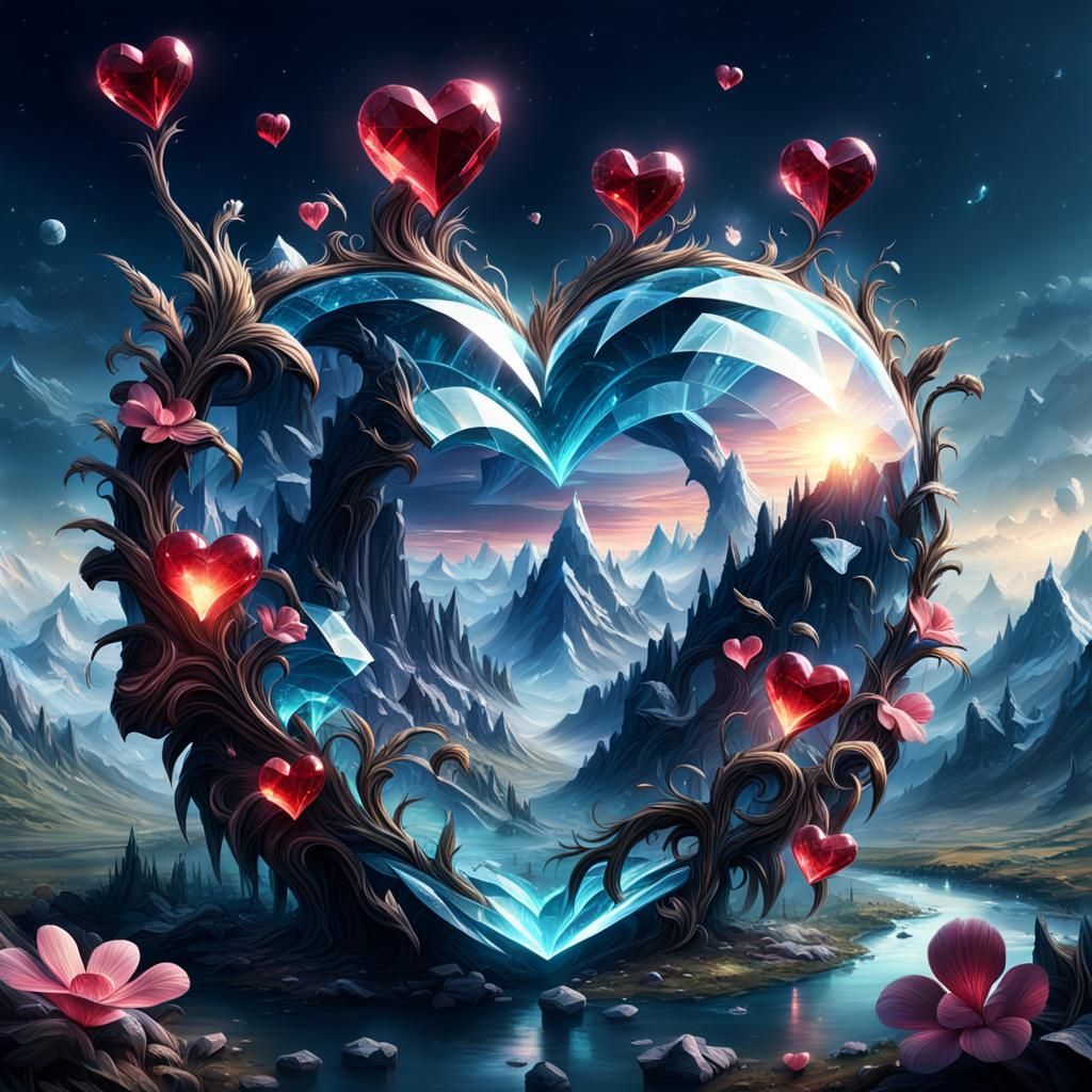 Stunning Crystal Heart: Digital Matte Painting