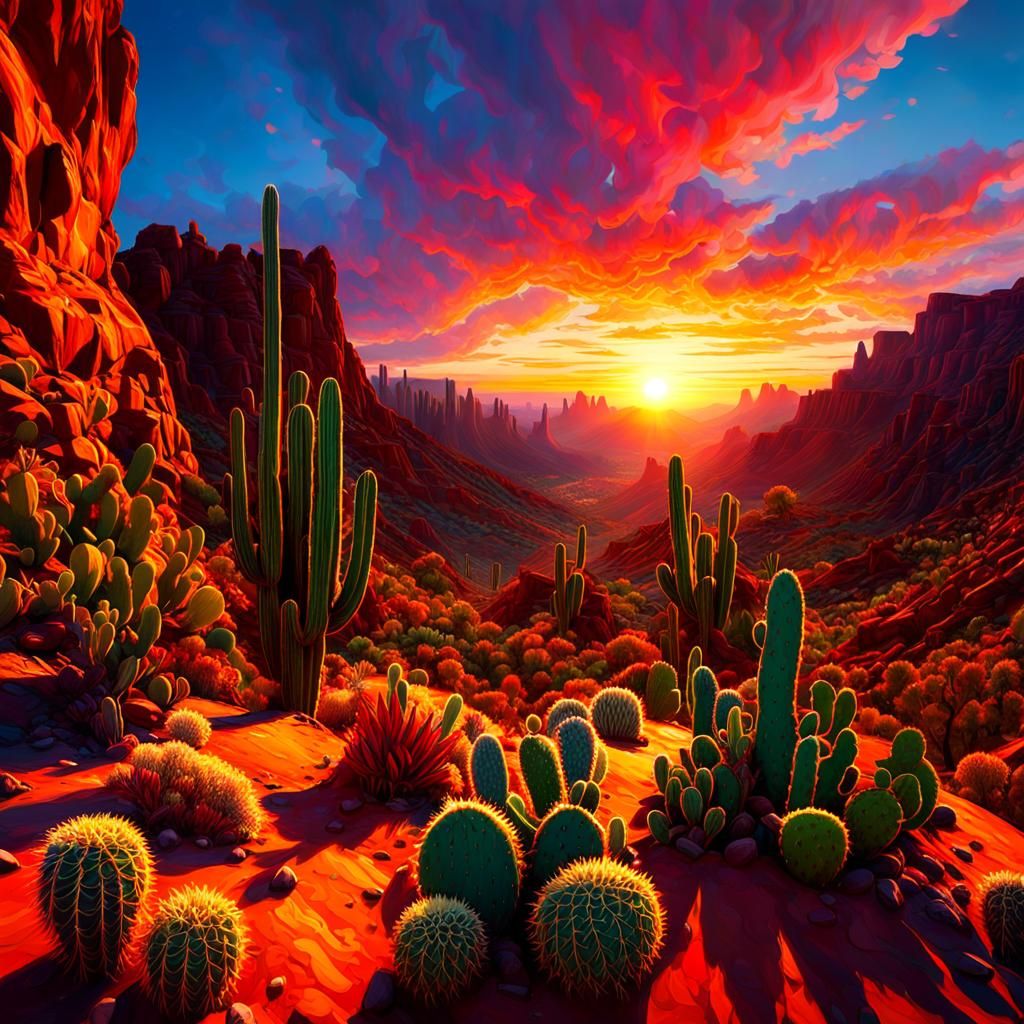 Vibrant Desert Canyon Sunset Landscape Photography