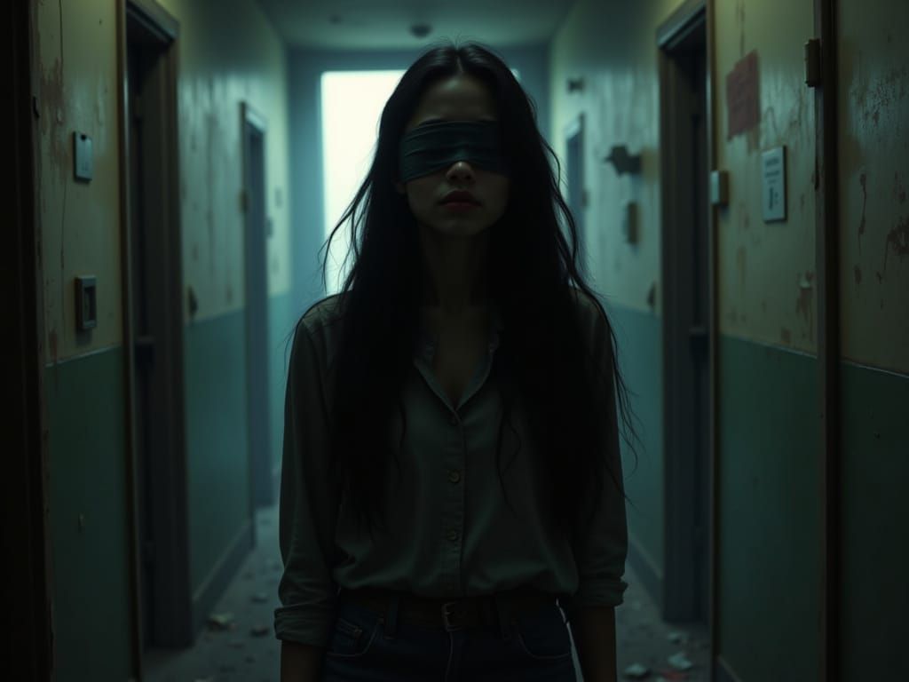 Blindfolded Woman in Liminal Space