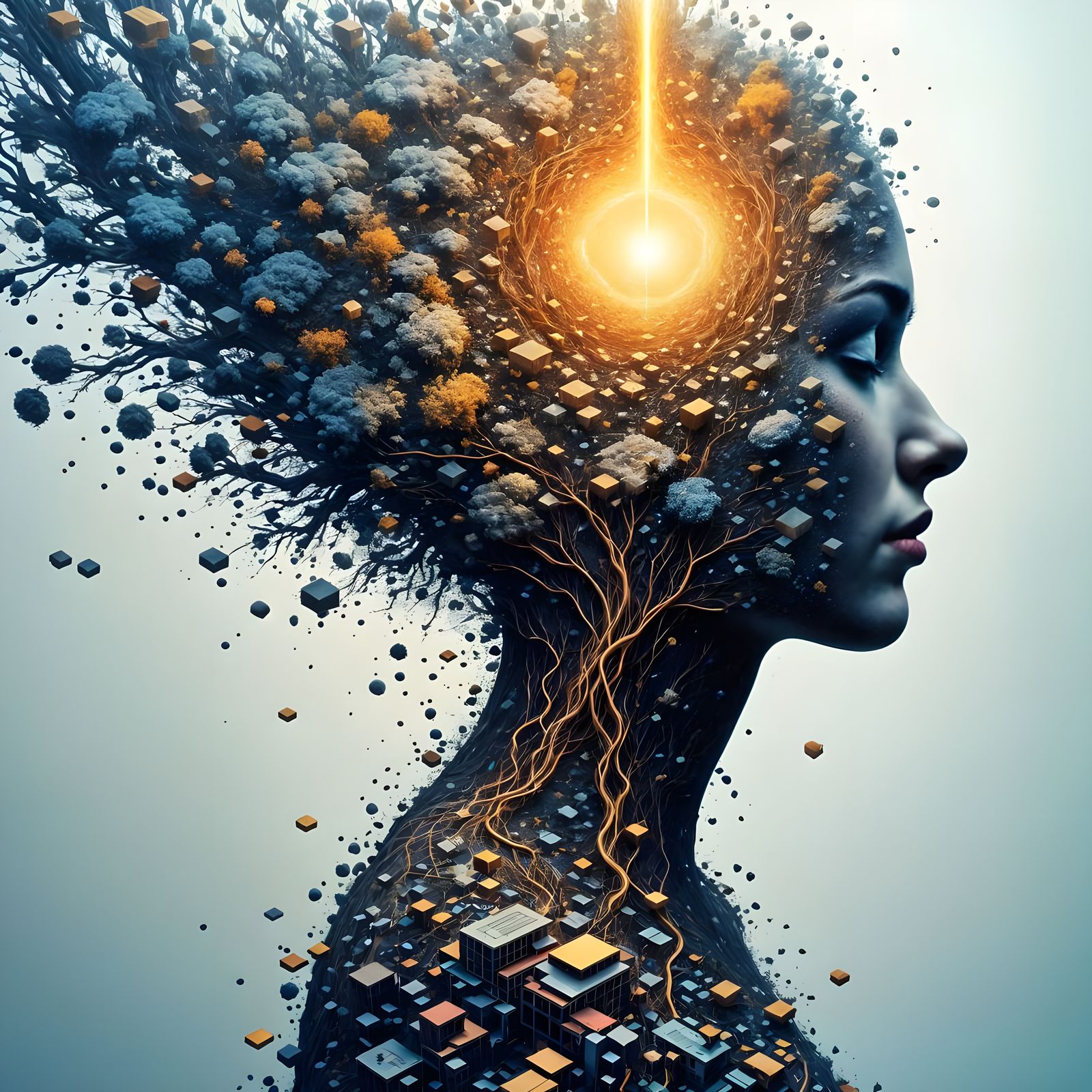 Surreal Mindscape Depicts Double Exposure into the Abyss