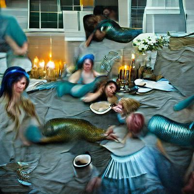 Mermaid dinner party renaissance painting