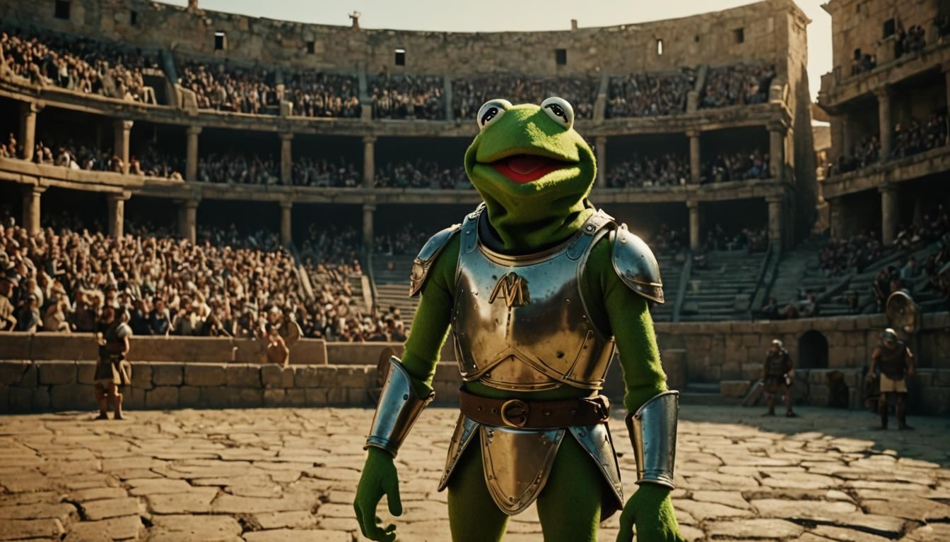 Kermit the Frog Gladiator in Ancient Arena