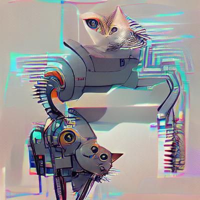 Mechanical Robotic Cat in Sci-Fi Style